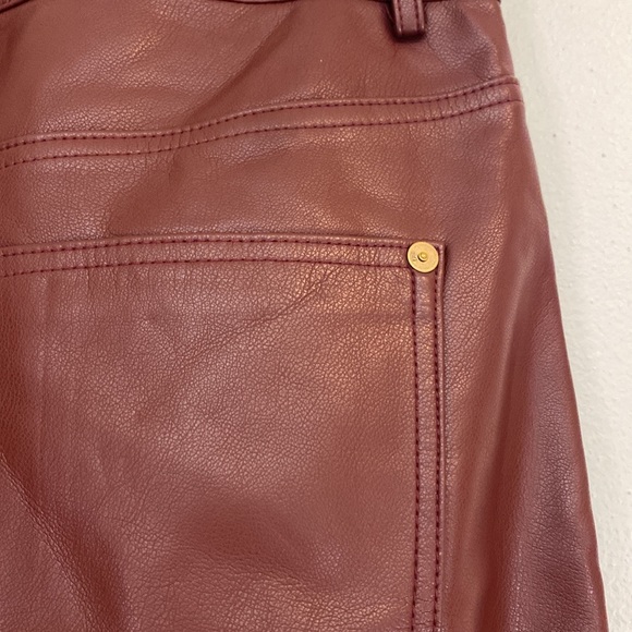 Pilcro The Breaker Cropped Faux Leather Pleated Pants Brown Size M - Picture 9 of 16
